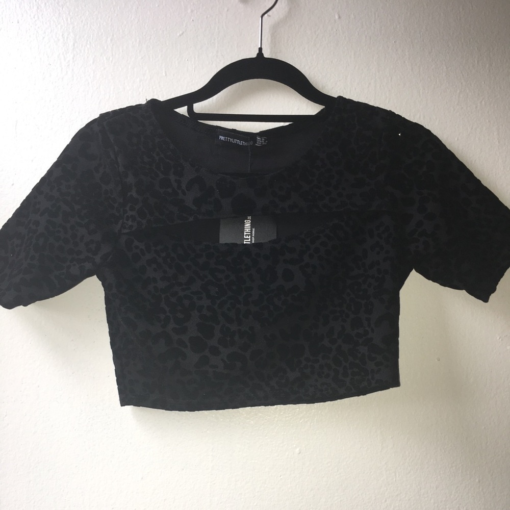 Velvet cheetah print crop top